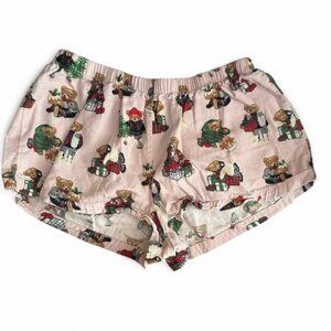 Cozy Forever 21 Pink Teddy Bear Christmas Pajama Shorts (Size M)